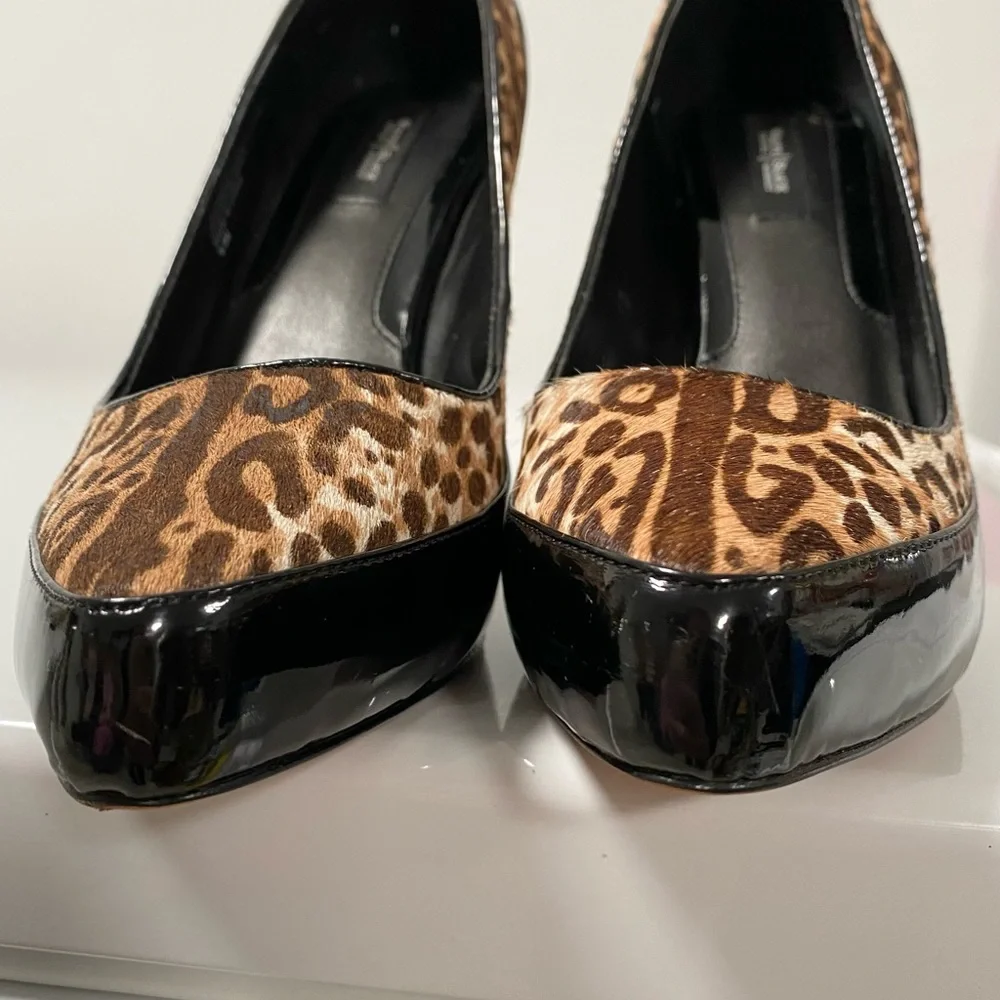 Leopard print platform heels